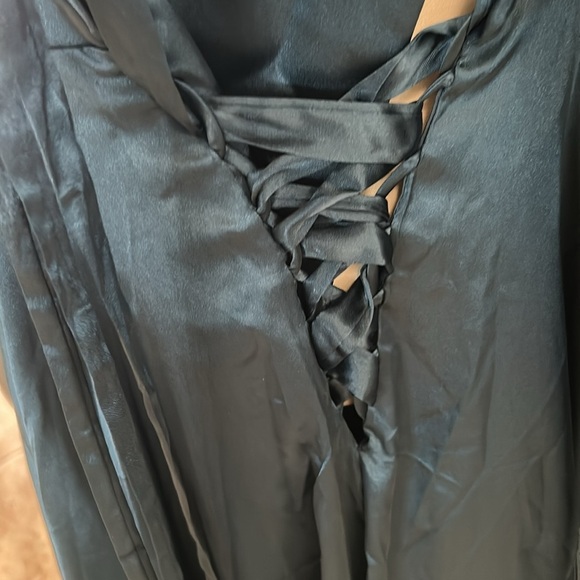 Formal Satin Gown Teal Jewel Tone New Size 12 - Picture 4 of 9